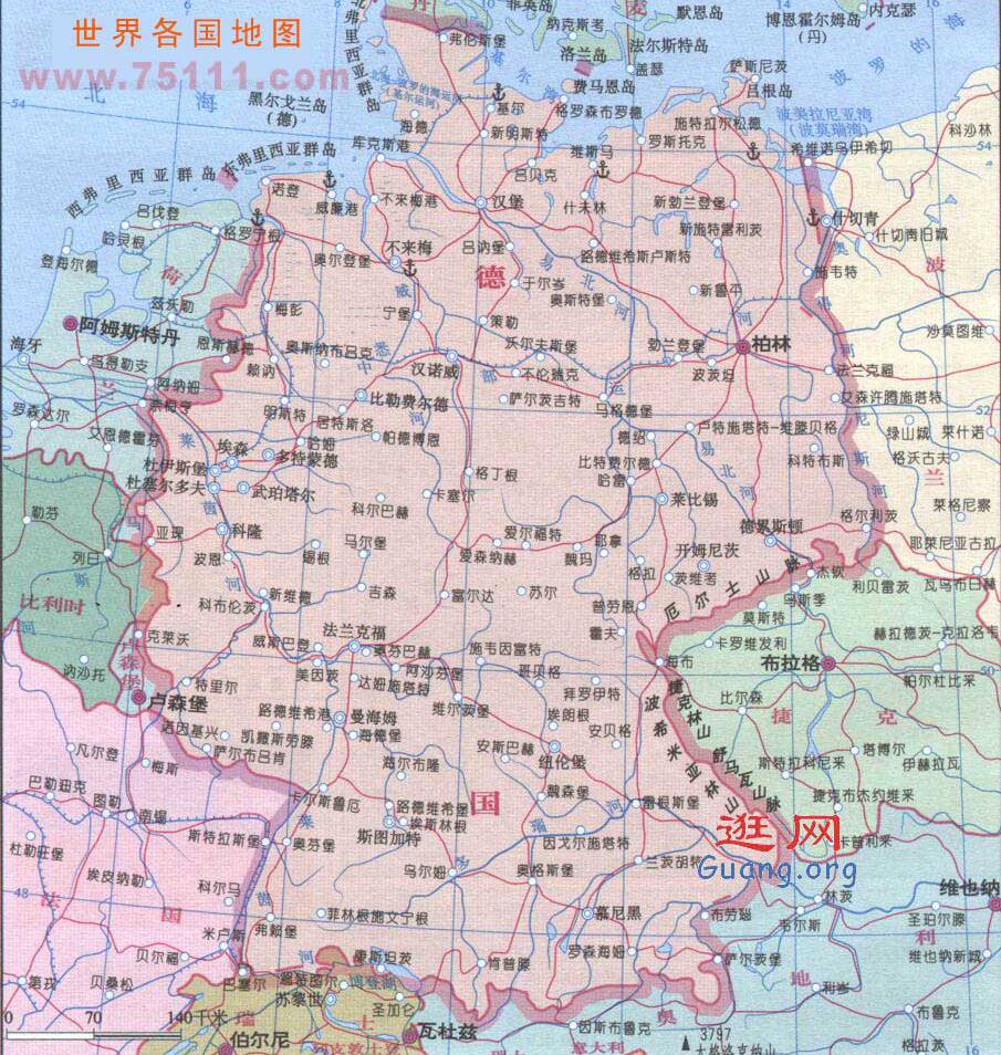 德国及周边行政图