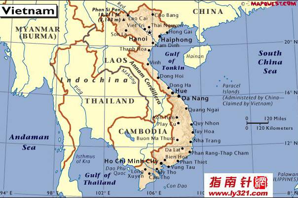 越南英文地图,越南地图高清中文版